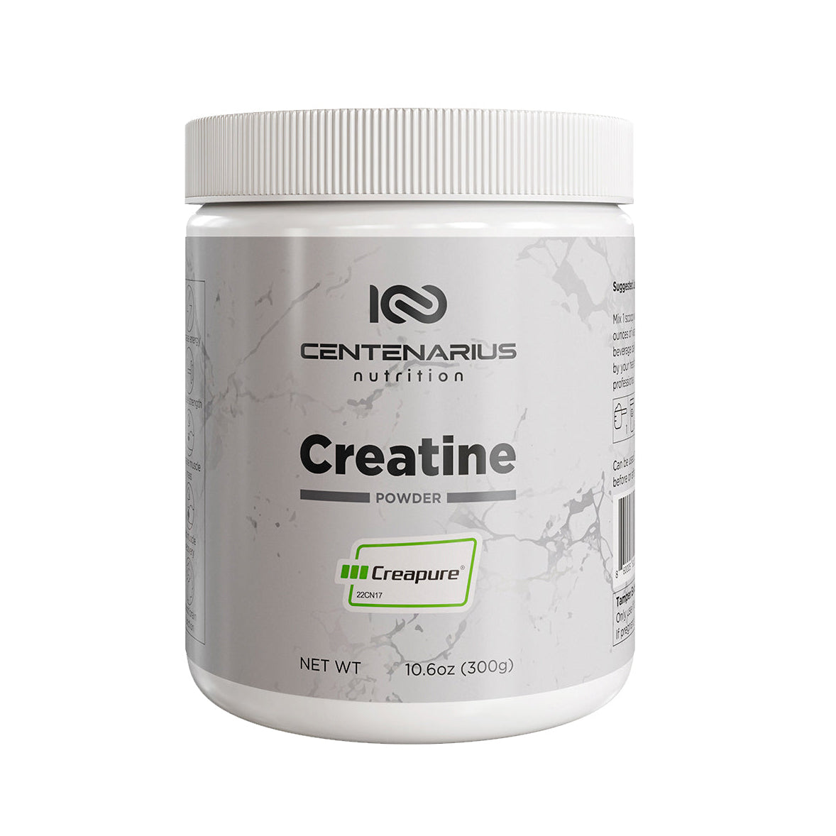 Creapure creatine monohydrate powder pure German creatine gold standard strength muscle growth cognitive performance no fillers no additives 3rd party tested Centenarius Nutrition